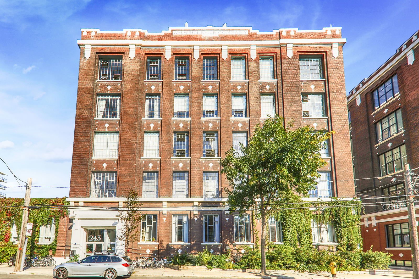 Exterior Facade — Wrigley Lofts, East End, Toronto